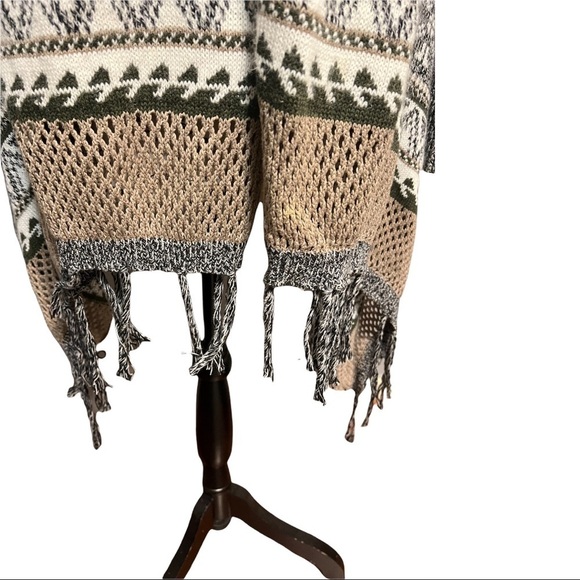 Dehavilland British Design Vintage Fringe Cardigan Open Rustic Nordic Sweater OS - Picture 7 of 10